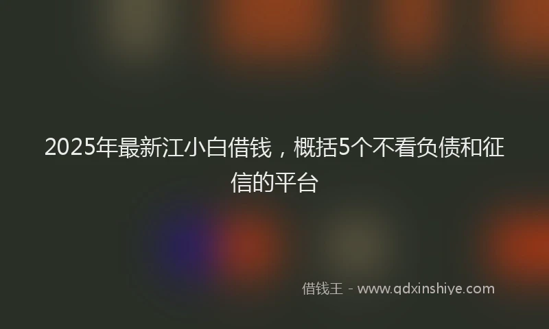 2025年最新江小白借钱，概括5个不看负债和征信的平台