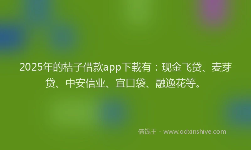 2025年的桔子借款app下载有：现金飞贷、麦芽贷、中安信业、宜口袋、融逸花等。