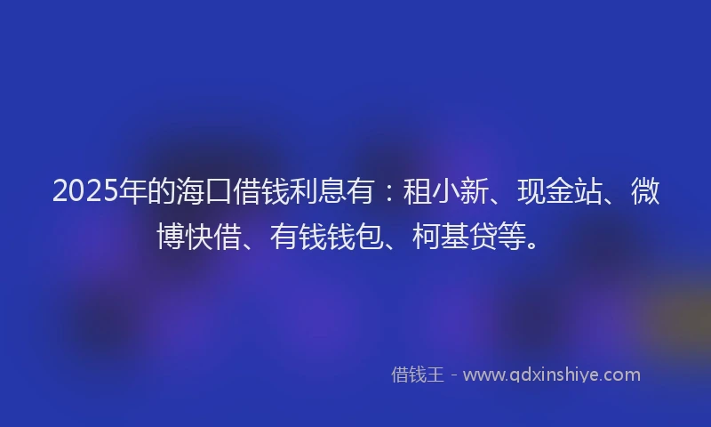 2025年的海口借钱利息有：租小新、现金站、微博快借、有钱钱包、柯基贷等。
