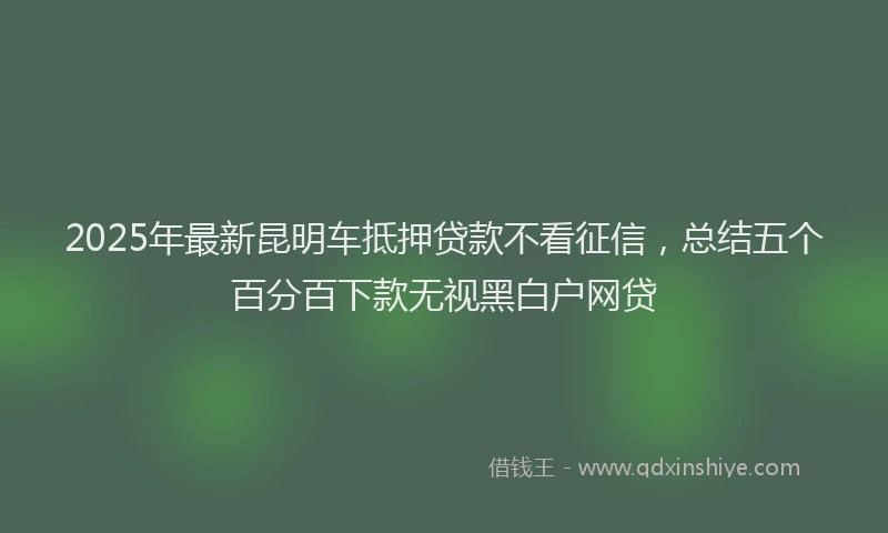 2025年最新昆明车抵押贷款不看征信，总结五个百分百下款无视黑白户网贷