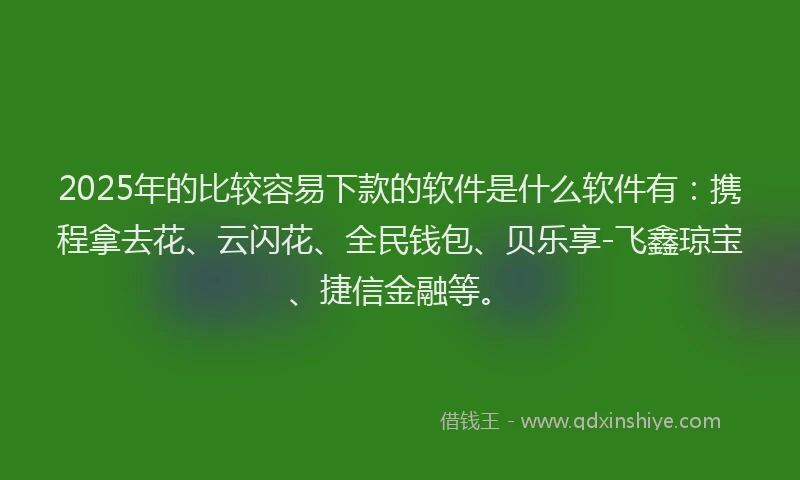 2025年的比较容易下款的软件是什么软件有：携程拿去花、云闪花、全民钱包、贝乐享-飞鑫琼宝、捷信金融等。