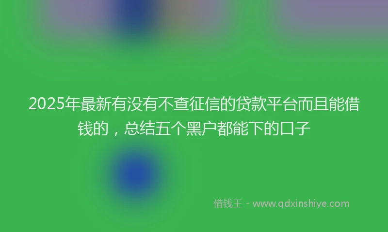 2025年最新有没有不查征信的贷款平台而且能借钱的，总结五个黑户都能下的口子
