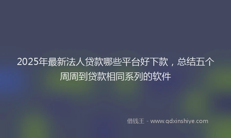 2025年最新法人贷款哪些平台好下款，总结五个周周到贷款相同系列的软件