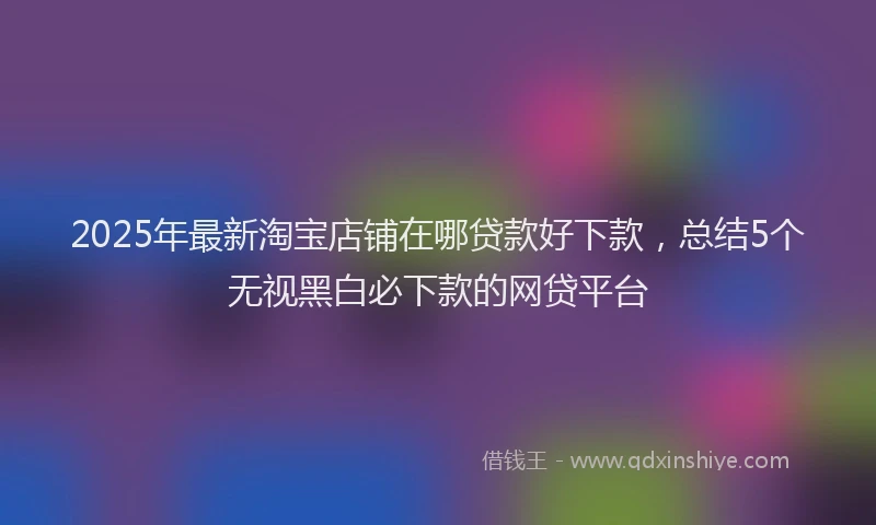 2025年最新淘宝店铺在哪贷款好下款，总结5个无视黑白必下款的网贷平台
