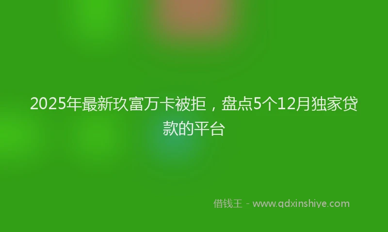 2025年最新玖富万卡被拒，盘点5个12月独家贷款的平台