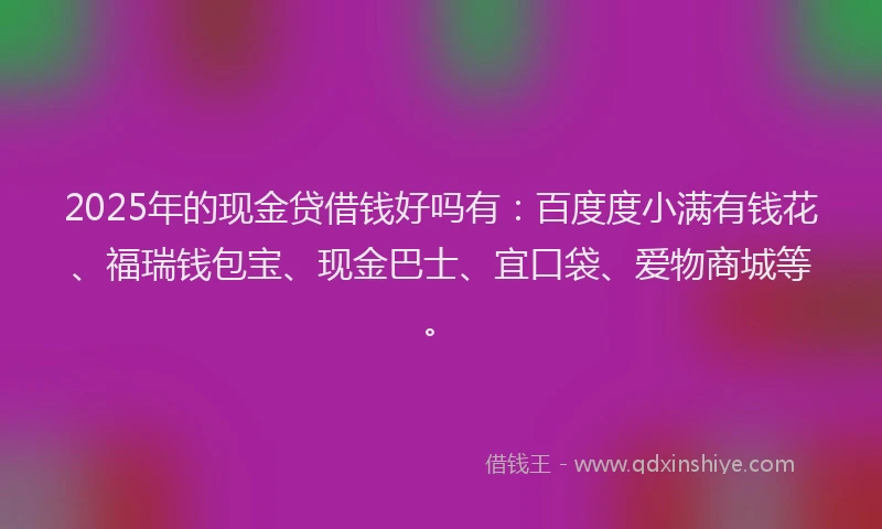 2025年的现金贷借钱好吗有：百度度小满有钱花、福瑞钱包宝、现金巴士、宜口袋、爱物商城等。