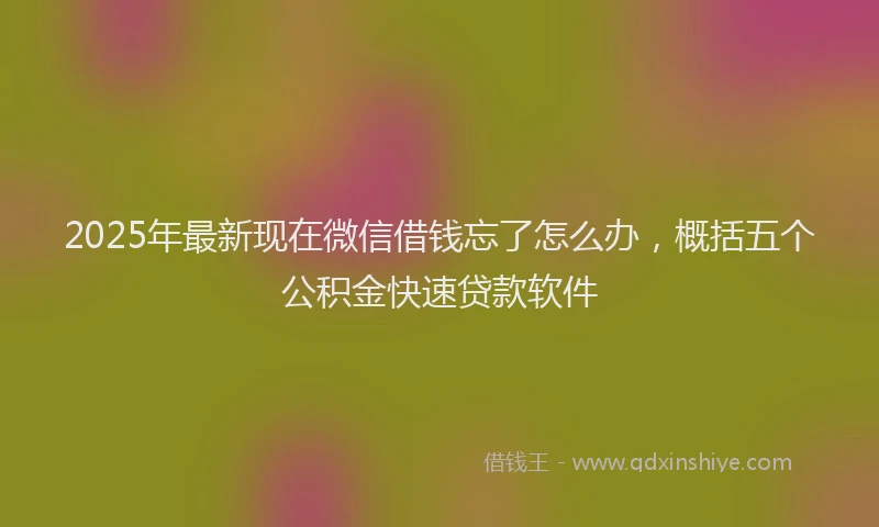 2025年最新现在微信借钱忘了怎么办，概括五个公积金快速贷款软件