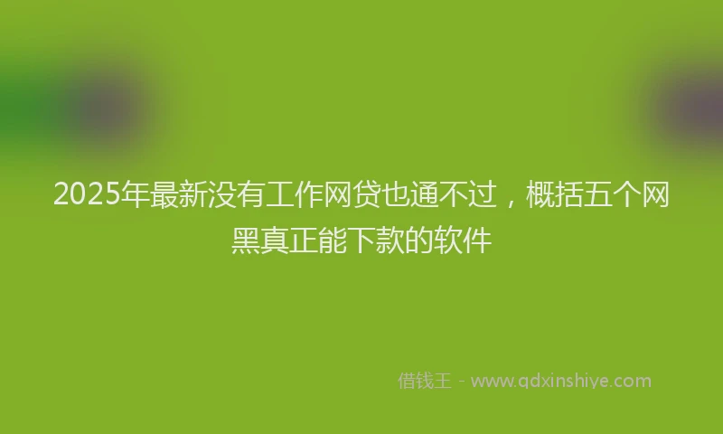2025年最新没有工作网贷也通不过，概括五个网黑真正能下款的软件