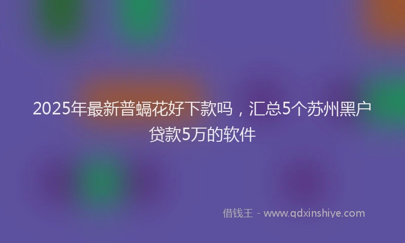 2025年最新普螎花好下款吗，汇总5个苏州黑户贷款5万的软件
