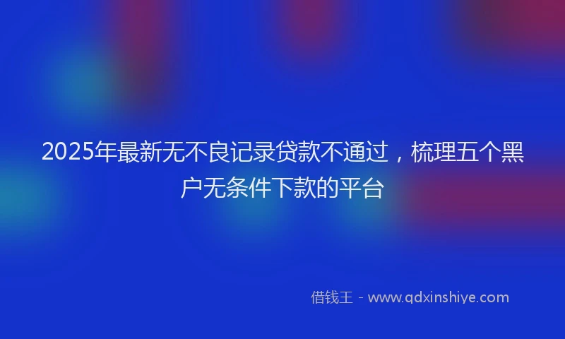 2025年最新无不良记录贷款不通过，梳理五个黑户无条件下款的平台