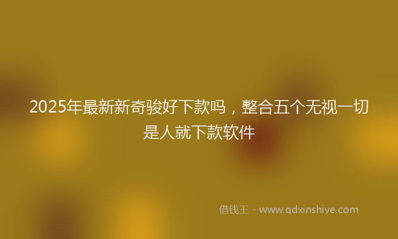 2025年最新新奇骏好下款吗，整合五个无视一切是人就下款软件