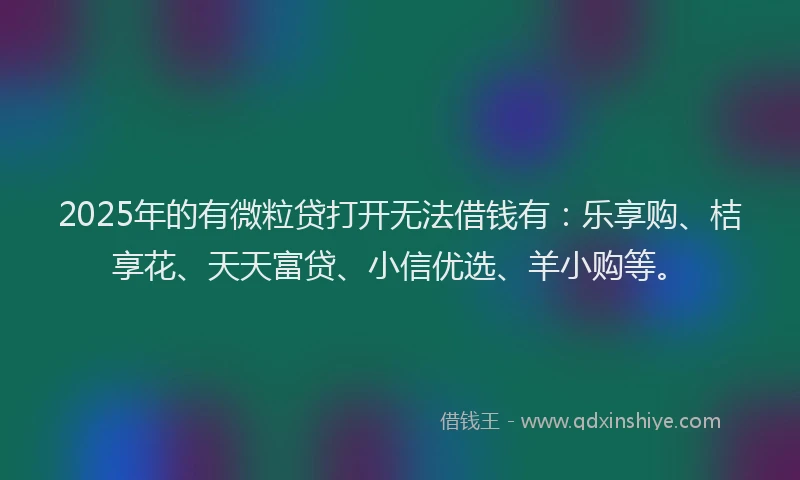 2025年的有微粒贷打开无法借钱有：乐享购、桔享花、天天富贷、小信优选、羊小购等。