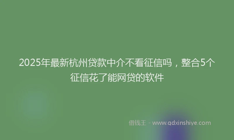 2025年最新杭州贷款中介不看征信吗，整合5个征信花了能网贷的软件