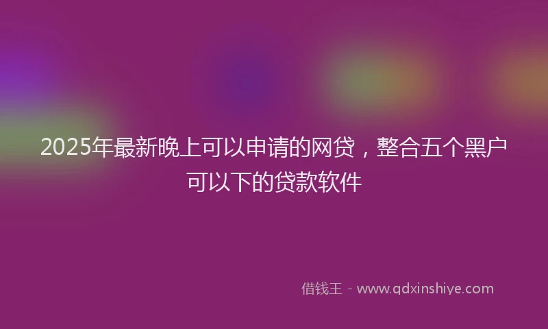 2025年最新晚上可以申请的网贷，整合五个黑户可以下的贷款软件