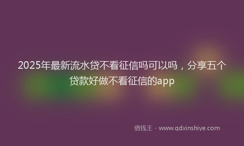 2025年最新流水贷不看征信吗可以吗，分享五个贷款好做不看征信的app