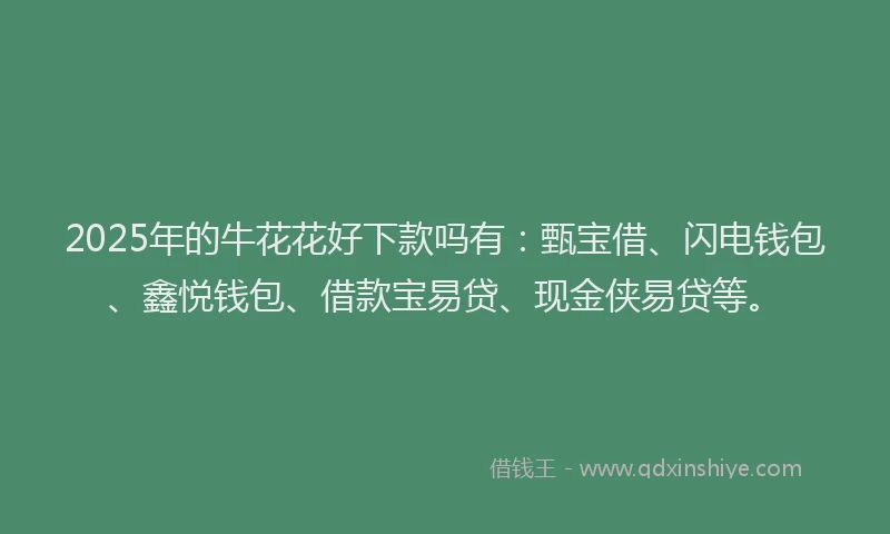 2025年的牛花花好下款吗有：甄宝借、闪电钱包、鑫悦钱包、借款宝易贷、现金侠易贷等。