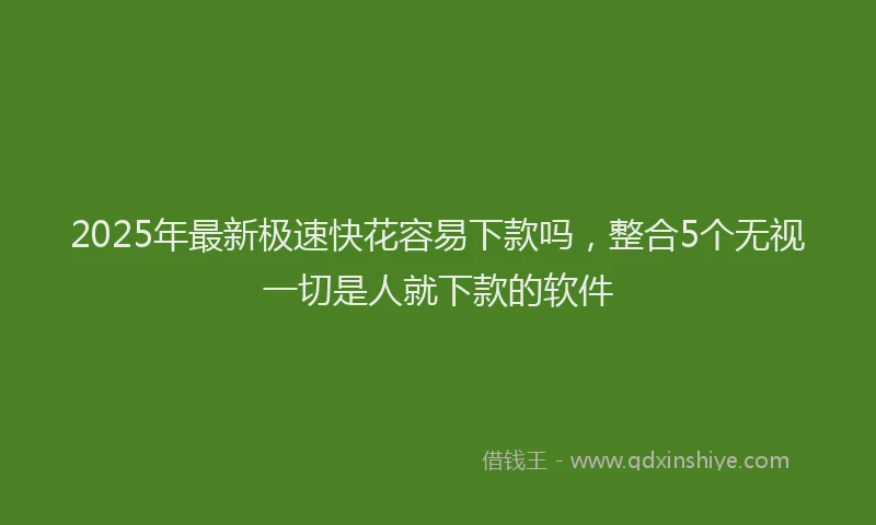 2025年最新极速快花容易下款吗，整合5个无视一切是人就下款的软件