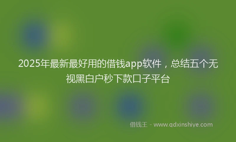 2025年最新最好用的借钱app软件，总结五个无视黑白户秒下款口子平台