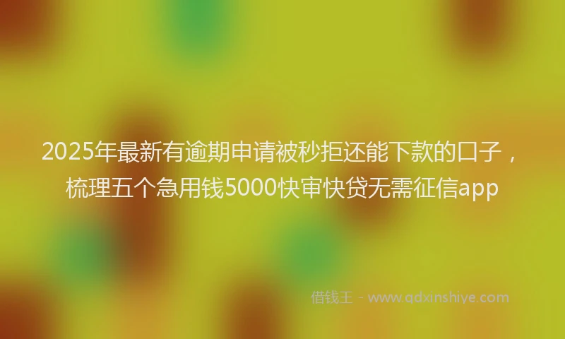 2025年最新有逾期申请被秒拒还能下款的口子，梳理五个急用钱5000快审快贷无需征信app