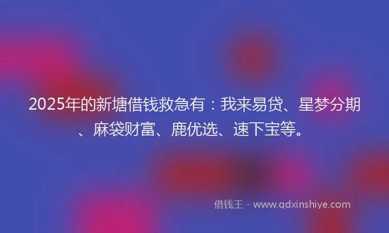 2025年的新塘借钱救急有：我来易贷、星梦分期、麻袋财富、鹿优选、速下宝等。