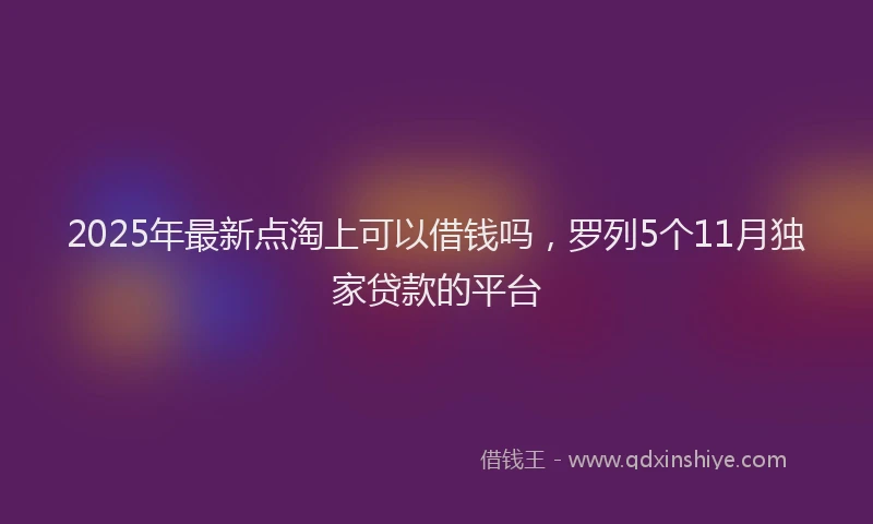 2025年最新点淘上可以借钱吗，罗列5个11月独家贷款的平台