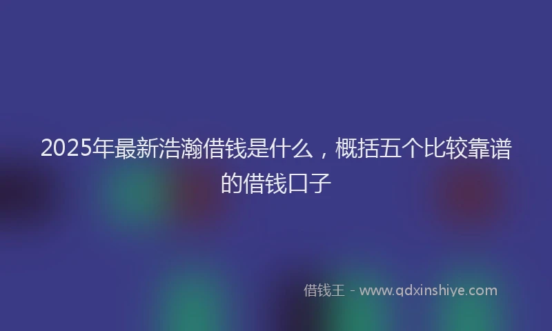 2025年最新浩瀚借钱是什么，概括五个比较靠谱的借钱口子