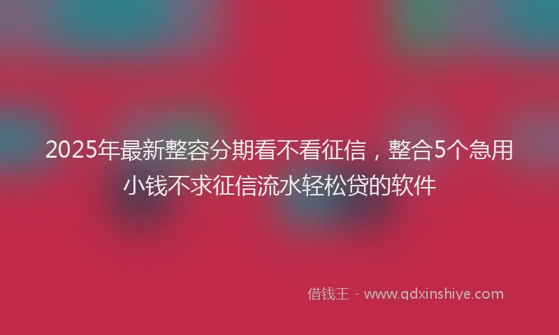 2025年最新整容分期看不看征信，整合5个急用小钱不求征信流水轻松贷的软件