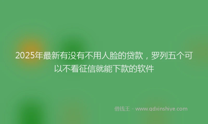 2025年最新有没有不用人脸的贷款，罗列五个可以不看征信就能下款的软件