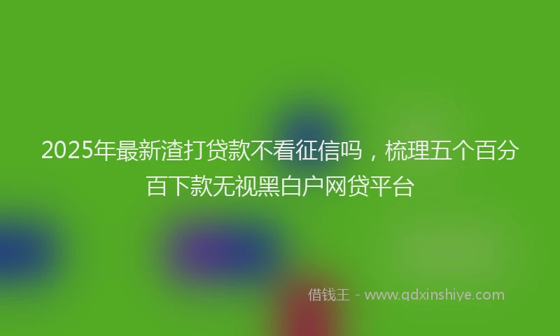 2025年最新渣打贷款不看征信吗，梳理五个百分百下款无视黑白户网贷平台