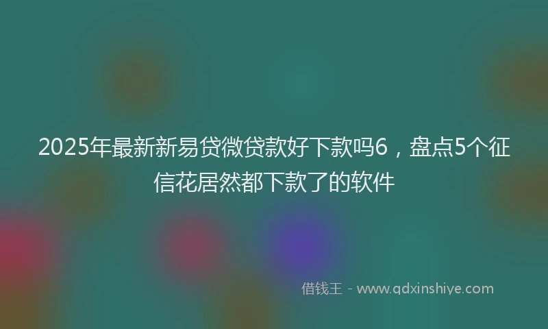 2025年最新新易贷微贷款好下款吗6，盘点5个征信花居然都下款了的软件