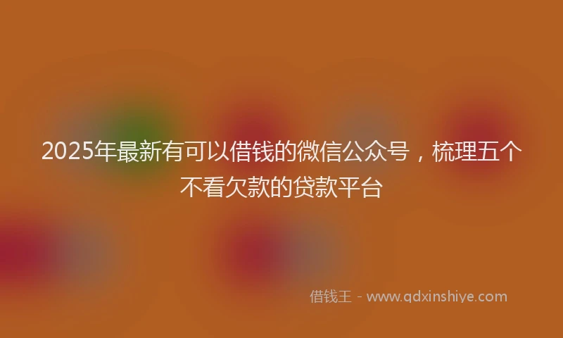 2025年最新有可以借钱的微信公众号，梳理五个不看欠款的贷款平台