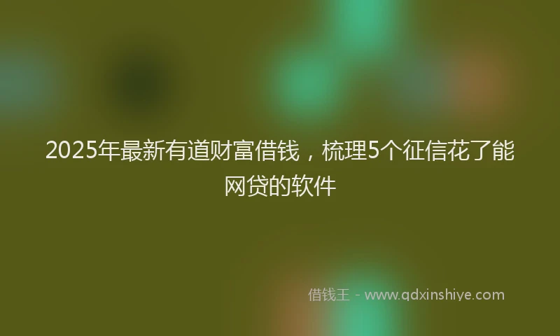2025年最新有道财富借钱，梳理5个征信花了能网贷的软件