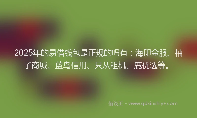 2025年的易借钱包是正规的吗有：海印金服、柚子商城、蓝鸟信用、只从租机、鹿优选等。