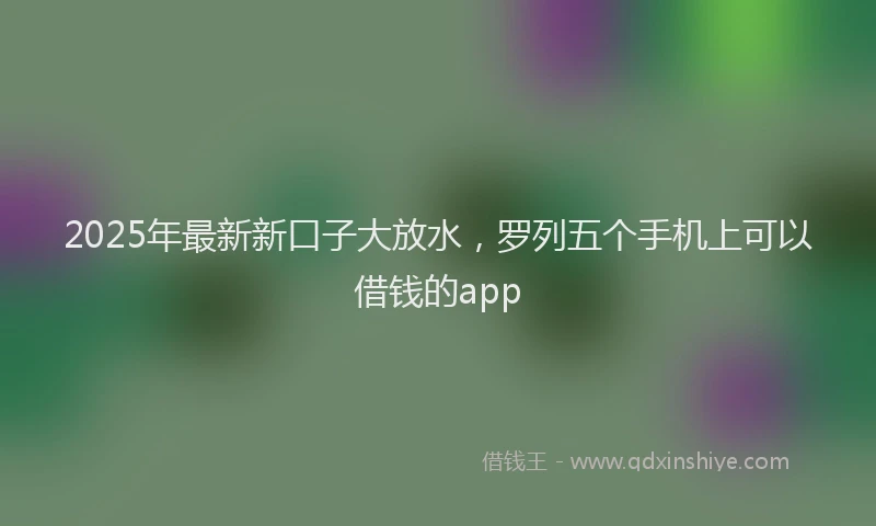 2025年最新新口子大放水，罗列五个手机上可以借钱的app