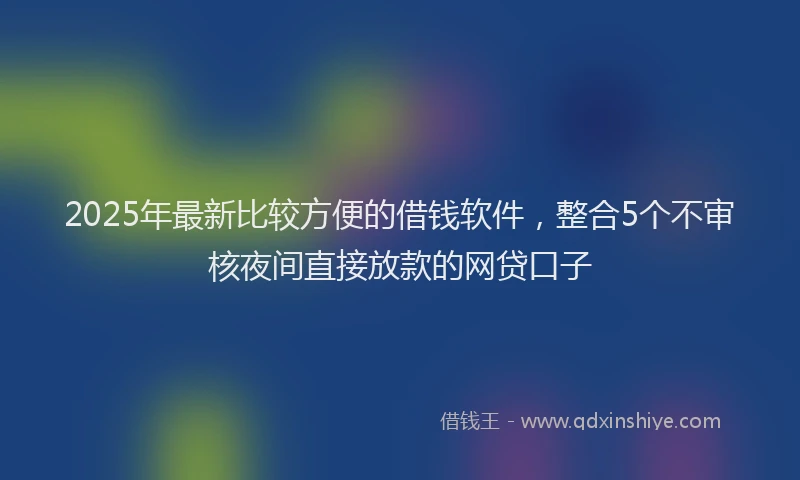 2025年最新比较方便的借钱软件，整合5个不审核夜间直接放款的网贷口子