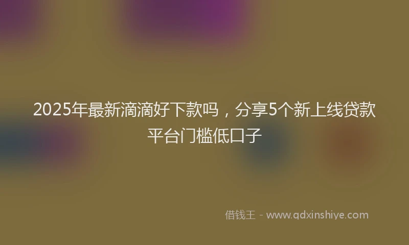 2025年最新滴滴好下款吗，分享5个新上线贷款平台门槛低口子