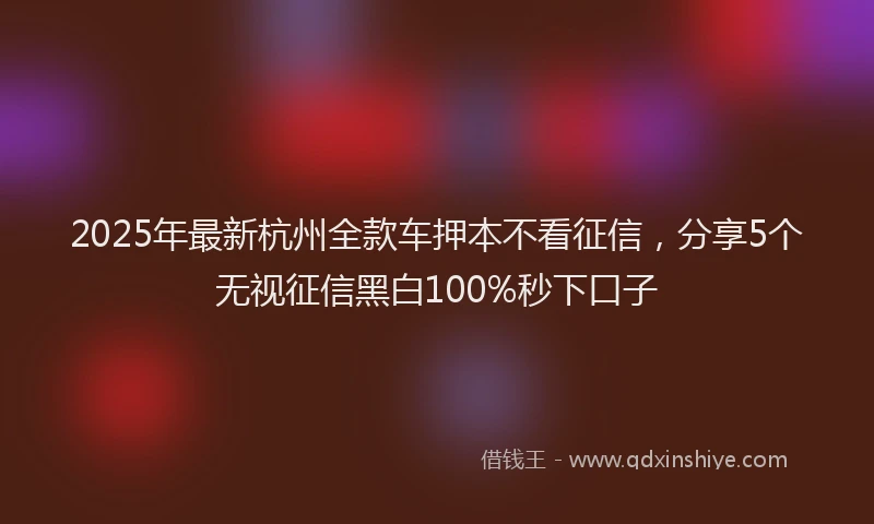 2025年最新杭州全款车押本不看征信，分享5个无视征信黑白100%秒下口子