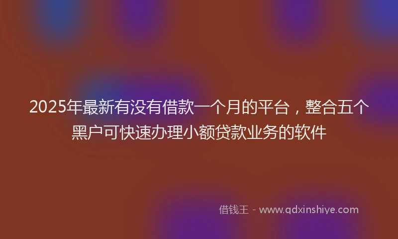 2025年最新有没有借款一个月的平台，整合五个黑户可快速办理小额贷款业务的软件