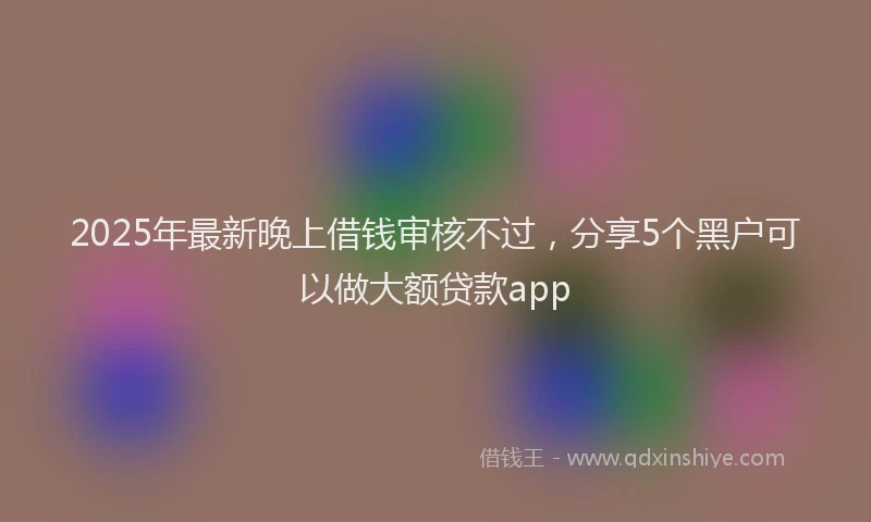 2025年最新晚上借钱审核不过，分享5个黑户可以做大额贷款app