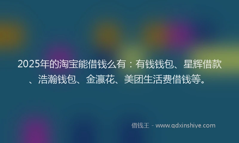2025年的淘宝能借钱么有：有钱钱包、星辉借款、浩瀚钱包、金瀛花、美团生活费借钱等。