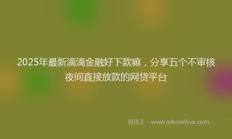 2025年最新滴滴金融好下款嘛，分享五个不审核夜间直接放款的网贷平台