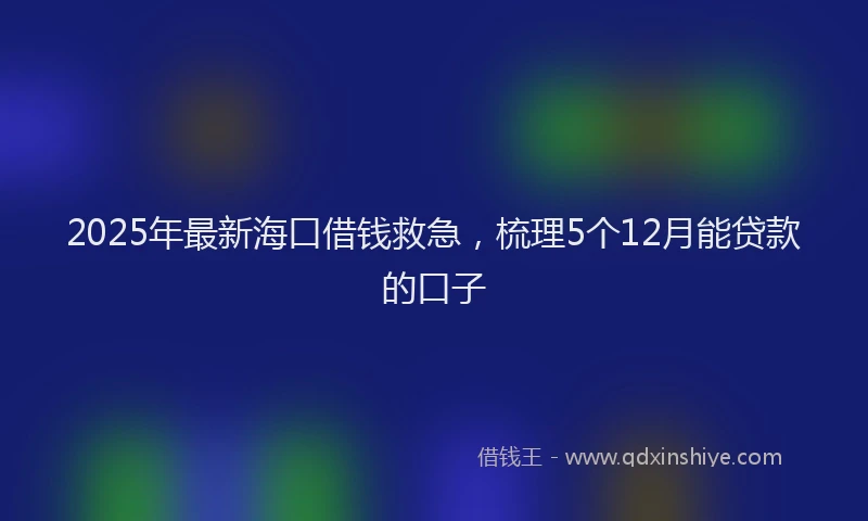 2025年最新海口借钱救急，梳理5个12月能贷款的口子