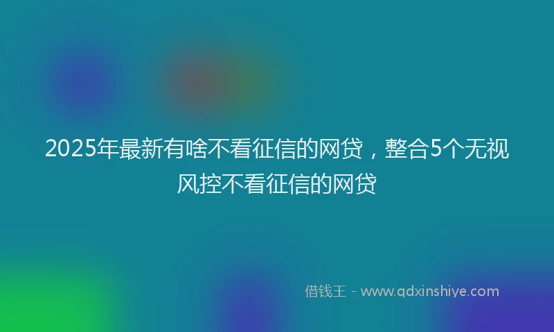 2025年最新有啥不看征信的网贷，整合5个无视风控不看征信的网贷