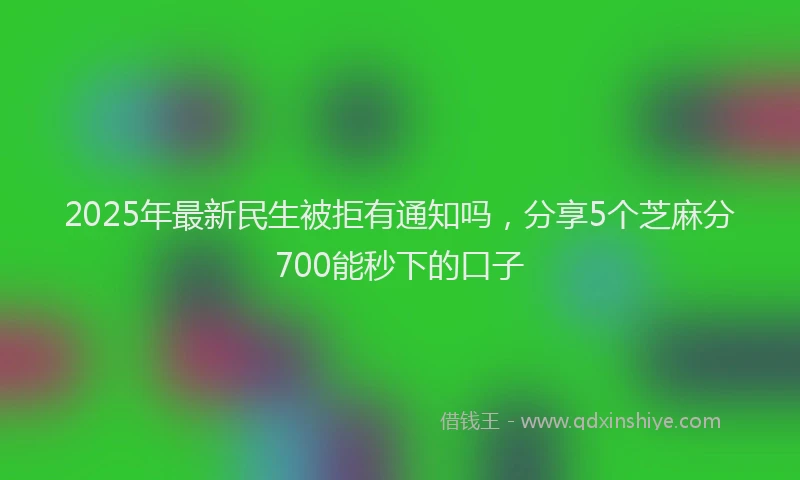 2025年最新民生被拒有通知吗，分享5个芝麻分700能秒下的口子