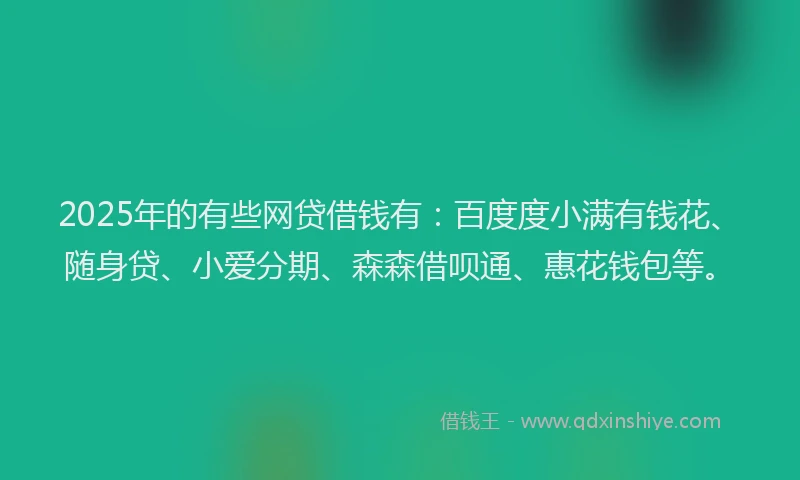 2025年的有些网贷借钱有：百度度小满有钱花、随身贷、小爱分期、森森借呗通、惠花钱包等。