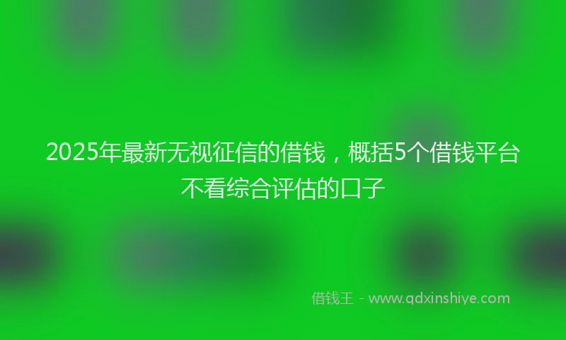 2025年最新无视征信的借钱，概括5个借钱平台不看综合评估的口子