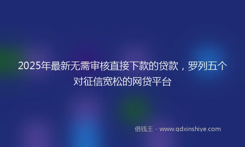 2025年最新无需审核直接下款的贷款，罗列五个对征信宽松的网贷平台