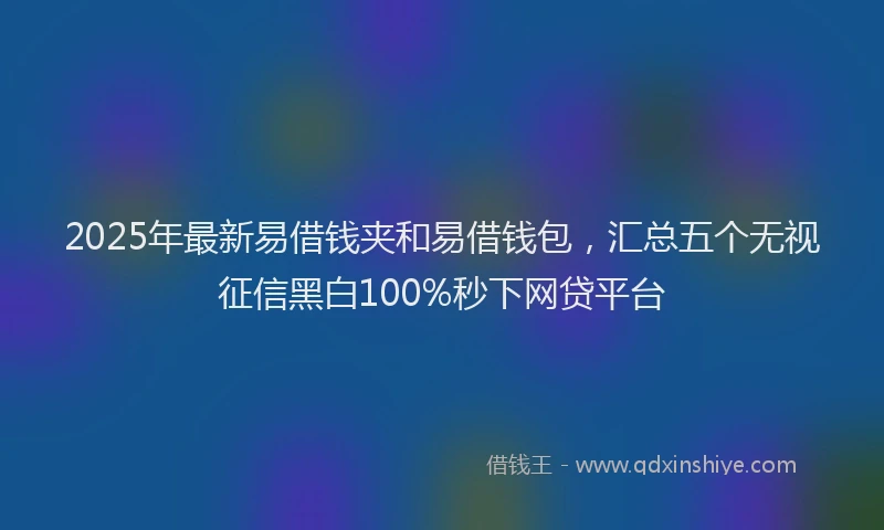 2025年最新易借钱夹和易借钱包，汇总五个无视征信黑白100%秒下网贷平台
