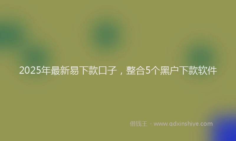 2025年最新易下款口子，整合5个黑户下款软件