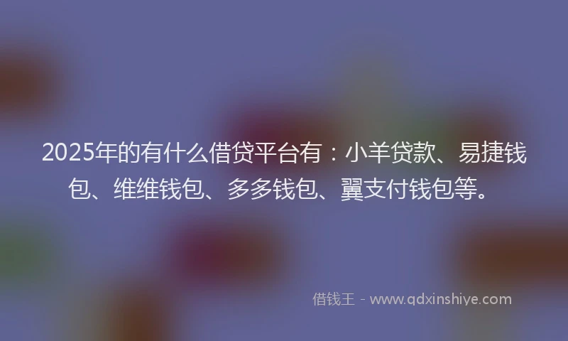 2025年的有什么借贷平台有：小羊贷款、易捷钱包、维维钱包、多多钱包、翼支付钱包等。